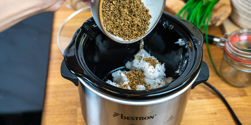 Step 2: Combine cannabis with coconut oil